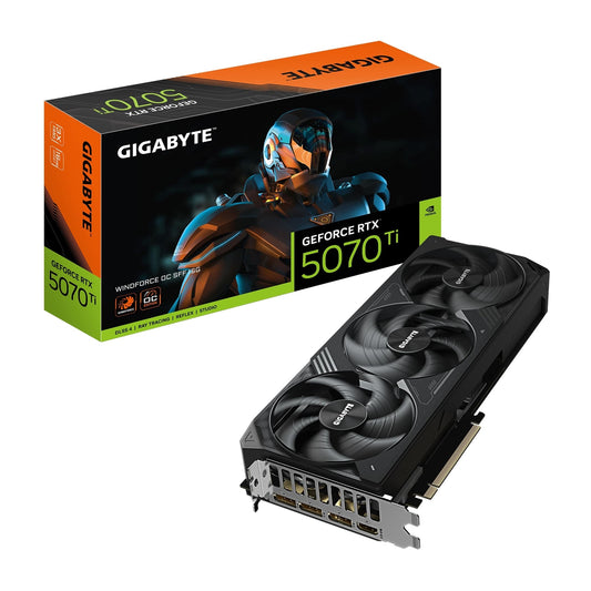 Gigabyte NVIDIA GeForce RTX 5070 Ti WINDFORCE OC SFF 16G Graphics Card, 16GB GDDR7, 8960 CUDA Cores, 2497 MHz Core Clock, Triple Fan, 3x DisplayPorts / 1x HDMI Port